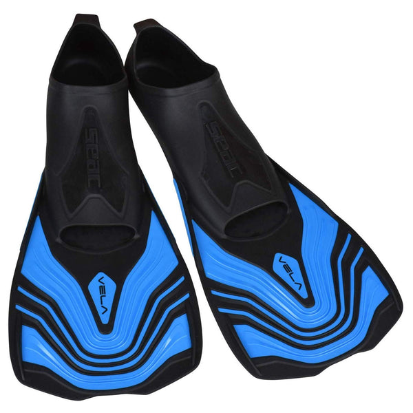 Open Box Seac Vela Short Fins, Blue, Size: 10-11 (44/45) - DIPNDIVE