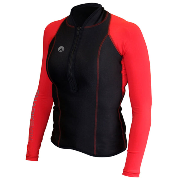 Open Box Sharkskin Womens Performance Wear Long Sleeve-Black / Red-8 - DIPNDIVE