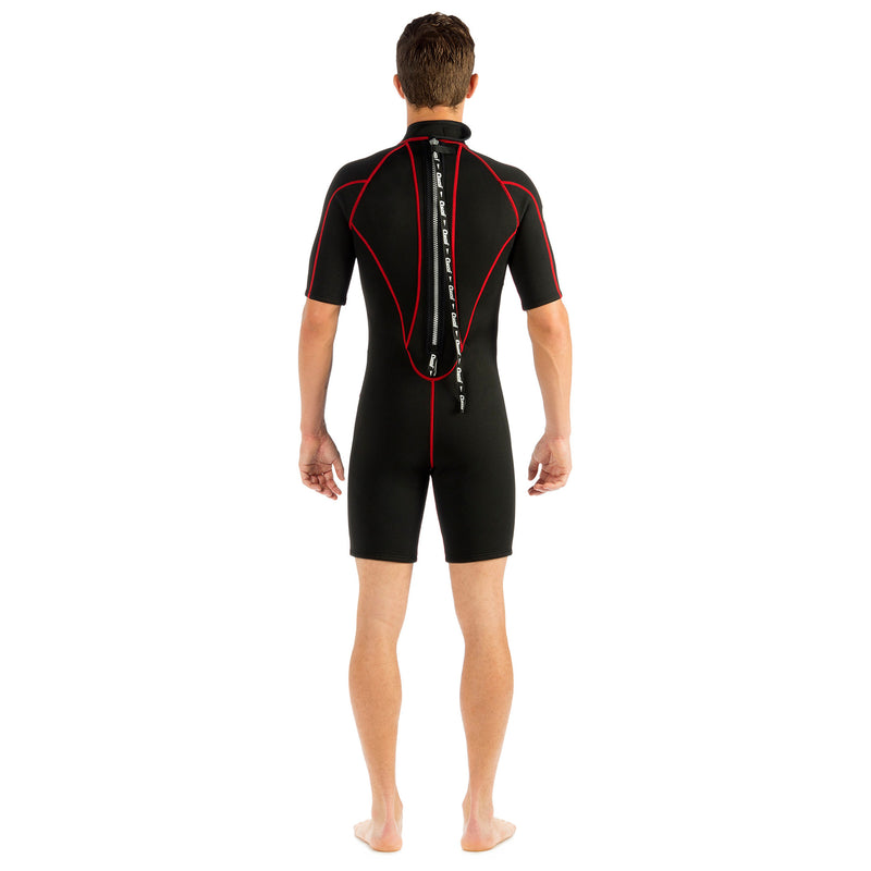 Open Box Cressi 2.5mm Man Tortuga One-Piece Shorty Wetsuit - Black/Red - 3X-Large - DIPNDIVE