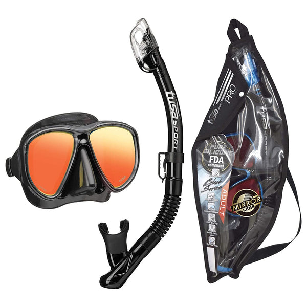 Used Tusa Powerview Adult Dry Combo - Black/Black Silicone - DIPNDIVE