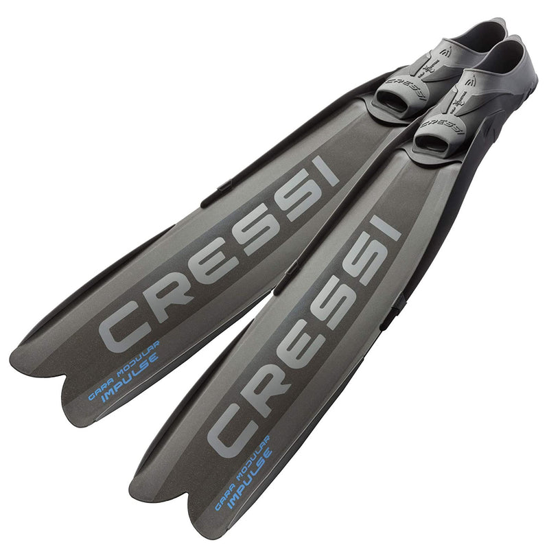Used Cressi Gara Modular Impulse Fins for Freediving - Black, Size: 44/45 - DIPNDIVE