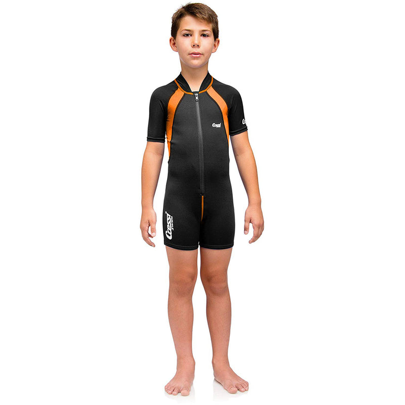 Open Box Cressi Shorty Kids Swim Wetsuit-Orange-XXLG - DIPNDIVE