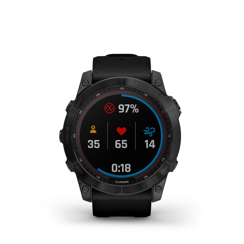 Garmin Fenix 7X Sapphire Solar Black DLC Titanium with Black Band - DIPNDIVE