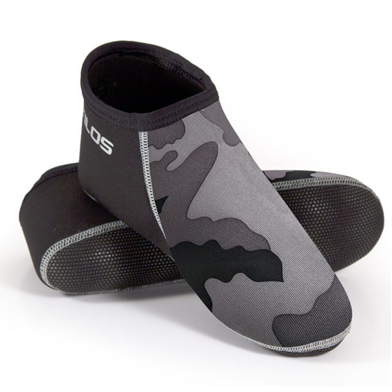 Open Box Tilos 3mm Neoprene Low Top Fin Socks, Camo Grey, Size: Medium - DIPNDIVE