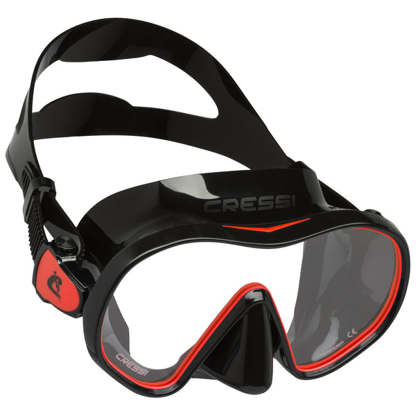 Used Cressi F-Dual Single Lens Frameless Scuba Mask - Black/Red - DIPNDIVE