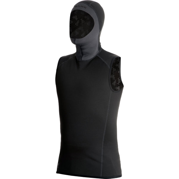 Open Box Bare Exowear Hooded Vest Unisex - Black - Medium - DIPNDIVE