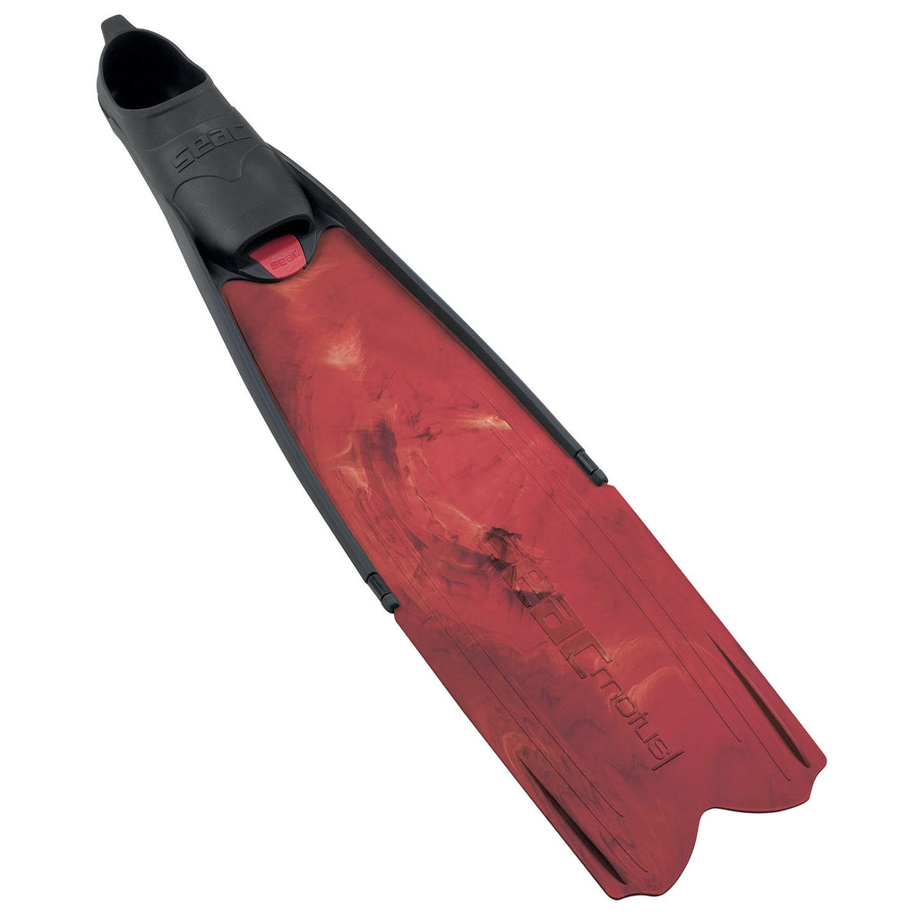 Used Seac Motus Long Free Diving Soft and Powerful Fins for Spearfishing,  Camo Red, Size: EU: 41-42, UK: 7-8, USA : 8-8.5
