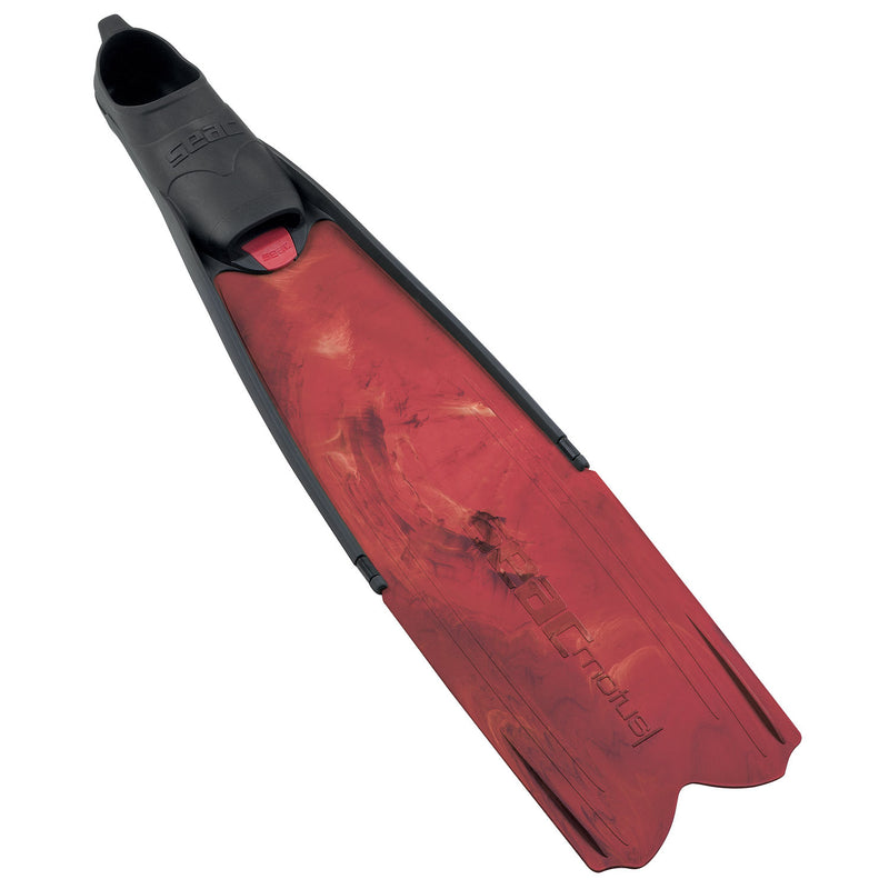 Used Seac Motus Long Free Diving Soft and Powerful Fins for Spearfishing, Camo Red, Size: EU: 41-42, UK: 7-8, USA : 8-8.5 - DIPNDIVE
