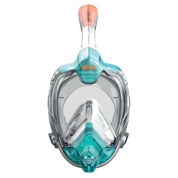 Used Seac Libera Full Face Mask for Medium Faces - Aquamarine / Orange, Size: XS-S - DIPNDIVE