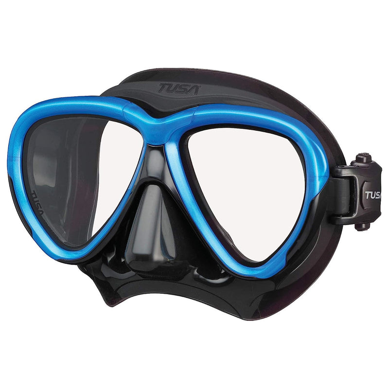Open Box Tusa Intega Scuba Diving Mask - Fishtail Blue/Black Silicone - DIPNDIVE
