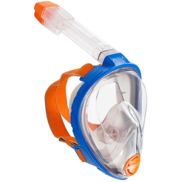 Open Box Ocean Reef Aria Full Face Snorkel Mask-Blue-XSM - DIPNDIVE