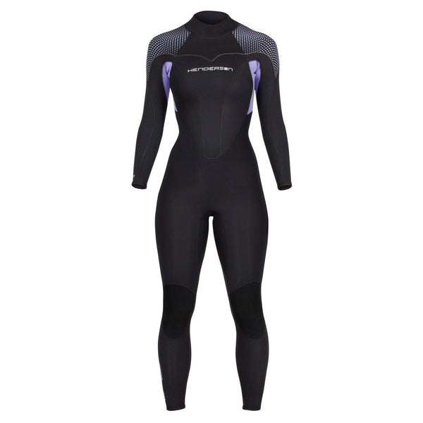 Used Henderson 5mm Women's Thermoprene Pro Back Zip Wetsuit, Black / Lavender, Size: 6 - DIPNDIVE