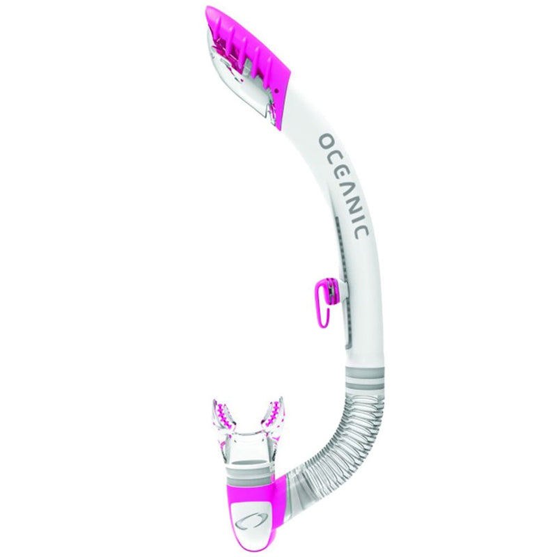 Used Oceanic Ultra Dry 2 Diving Snorkel - White / Pink - DIPNDIVE
