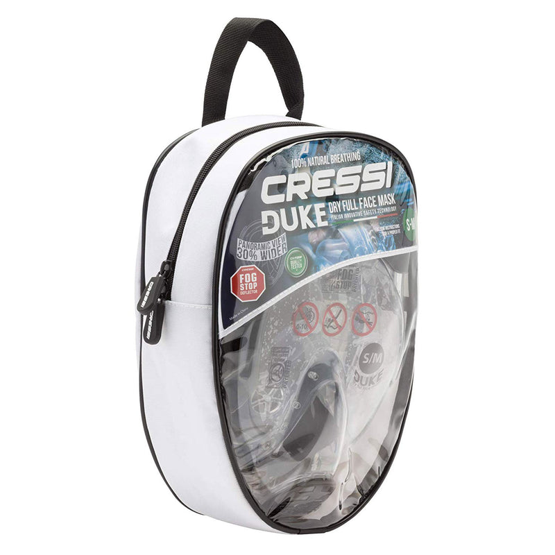 Open Box Cressi Duke Dry Full Face Mask, Clear/Blue, Size: Medium/Large - DIPNDIVE