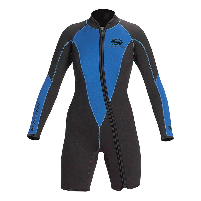 Used Deep See 3mm Woman Shorty Long Sleeve Dive Wetsuit - 13-14 - DIPNDIVE