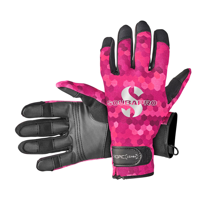 Used ScubaPro 1.5 mm Tropic Dive Gloves, Flamingo, Size MD - DIPNDIVE