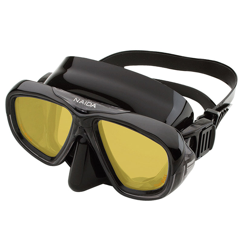 Open Box Riffe Naida Mask for Diving and Spearfishing (Black w/Amber Lens) - DIPNDIVE