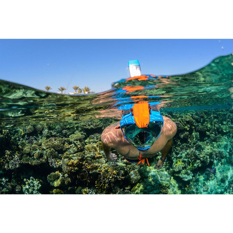 Open Box Ocean Reef ARIA QR Full Face Snorkeling Mask, Blue Medium/Large - DIPNDIVE
