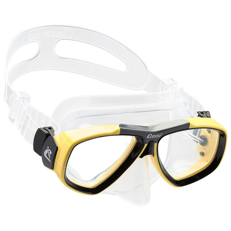 Open Box Cressi Focus Adult Size Scuba Mask-Yellow / Clear - DIPNDIVE