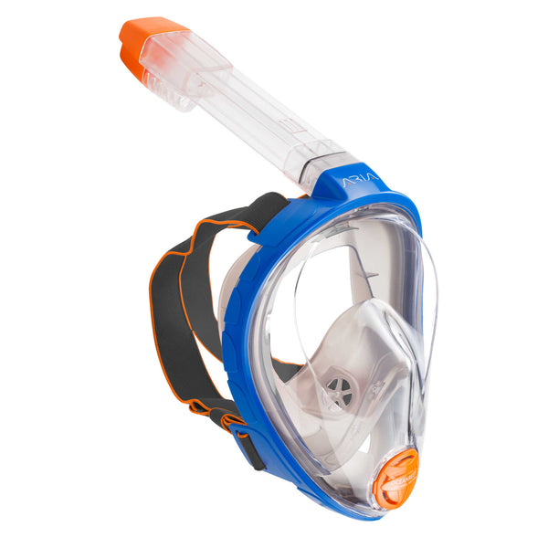 Used Ocean Reef Aria Classic Full Face Snorkel Mask, Blue, Size: Large / Extra Large - DIPNDIVE