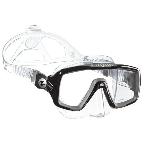 Used Aqua Lung Ventura + Clear Silicone Dive Mask - Black / Silver - DIPNDIVE