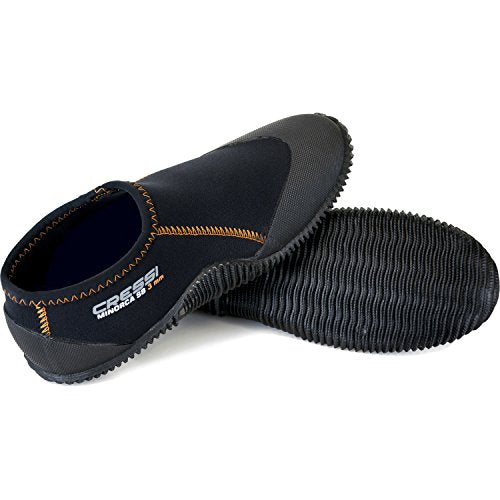 Used Cressi Minorca Short 3mm Dive Boots (Black/Orange, US Men's 5 | US Women's 6) - DIPNDIVE