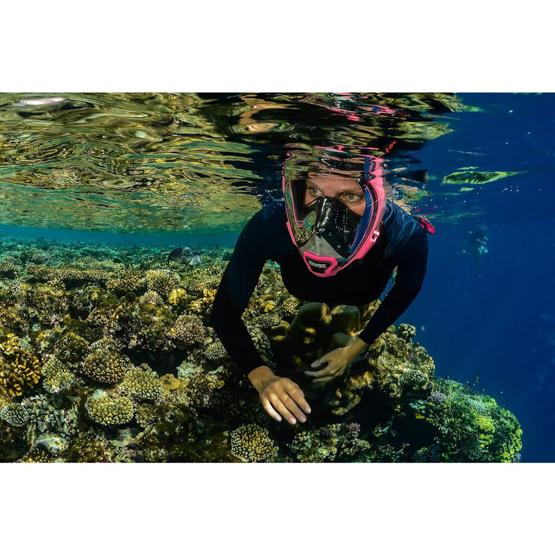 Open Box Ocean Reef ARIA QR+ Full Face Snorkeling Mask, Pink, Size: Medium/Large - DIPNDIVE