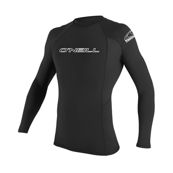 Open Box O'Neill Basic Skins Long Sleeve Rash Guard, Black, Size: Large - DIPNDIVE