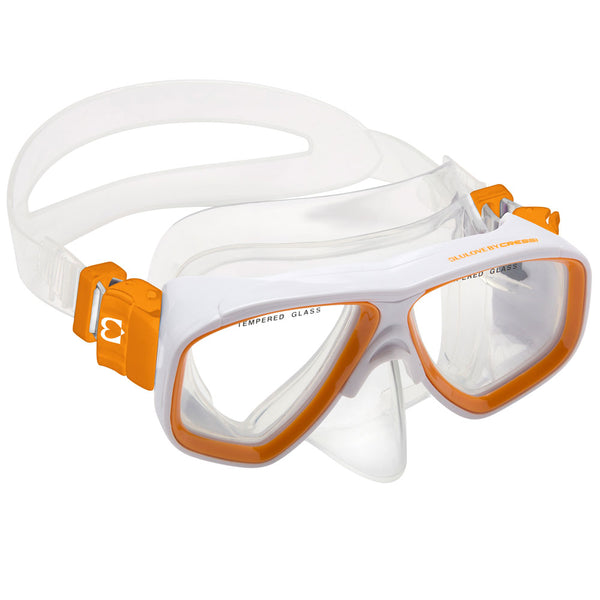 Open Box Cressi Brisa Kids Snorkeling Rocks Mask - White / Orange - DIPNDIVE