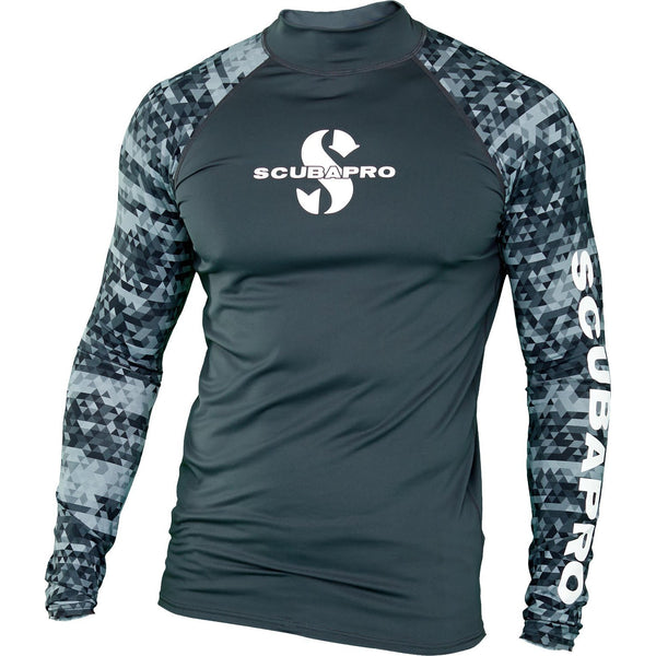 Open Box ScubaPro Men's UPF 50 Long Sleeve Rash Guard - Medium - Graphite - DIPNDIVE