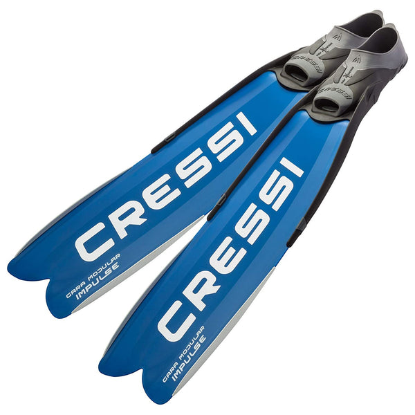 Used Cressi Gara Modular Impulse Fins for Freediving - Blue Metal, Size: 42/43 - DIPNDIVE