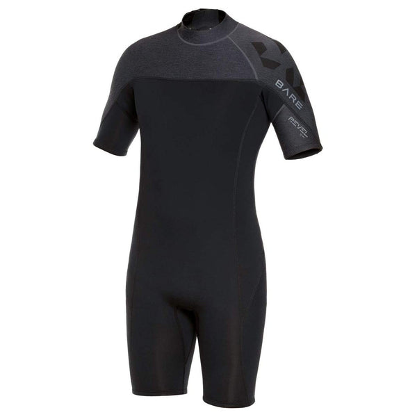 Open Box Bare 2mm Mens Revel Shorty Wetsuit-Grey-Medium - DIPNDIVE