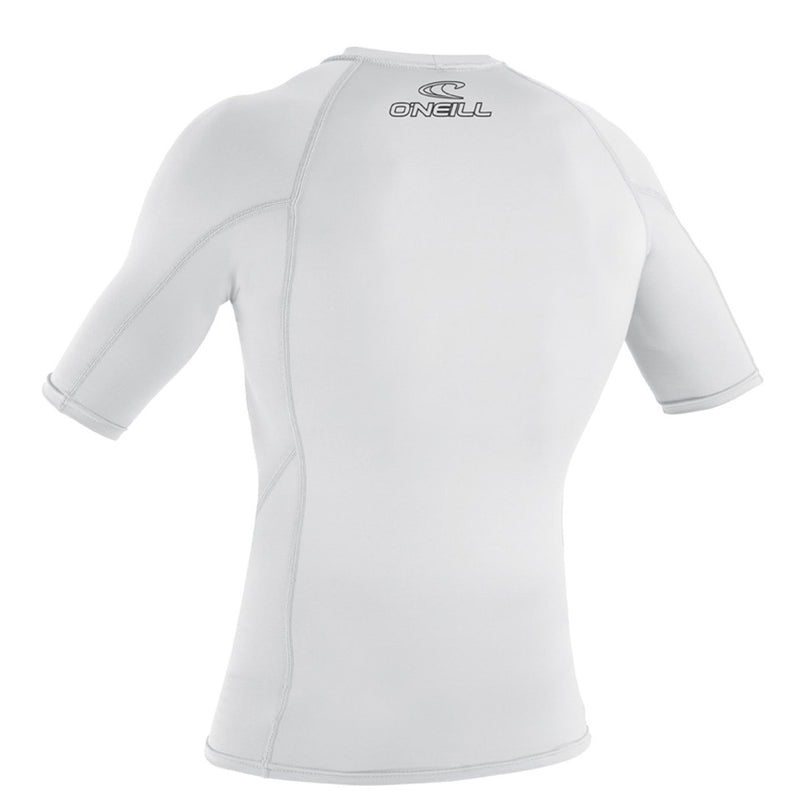 Open Box O'Neill Basic Skins Short Sleeve Rash Guard, White, Size: Medium - DIPNDIVE