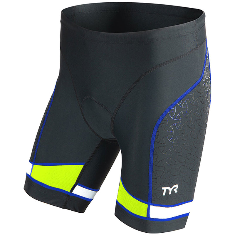 TYR Sport Men's Sport Competitor 7-Inch Tri Compression Shorts-Black / Green / Yellow - DIPNDIVE