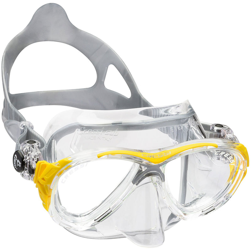 Used Cressi Eyes Evolution Crystal Adult Size Scuba Mask-Yellow / Crystal - DIPNDIVE