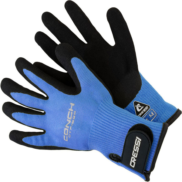 Open Box Cressi Conch Dyfiber Scuba Dive Gloves - Blue - Medium - DIPNDIVE