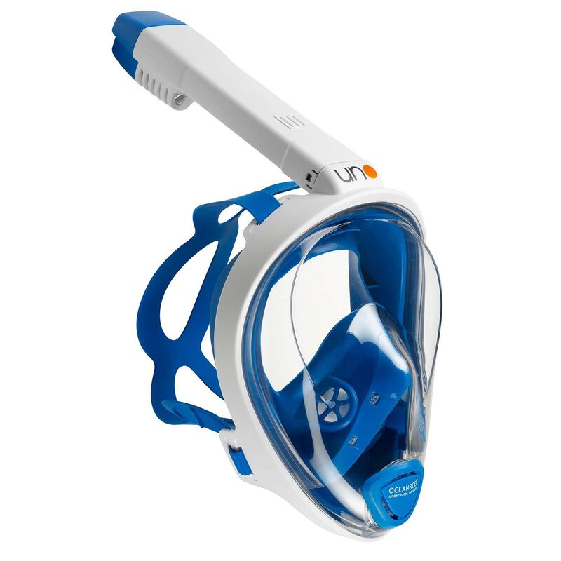 Open Box Ocean Reef UNO Full Face Snorkel Mask - Blue, Size: Large/X-Large - DIPNDIVE