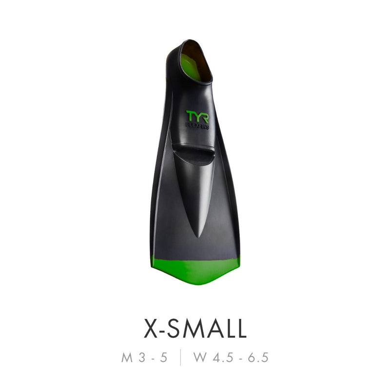 Open Box TYR Flex Fins 2.0 - Green, Size: XSmall (Men’s Shoe 3-5 , Women’s 4.5-6.5) - DIPNDIVE