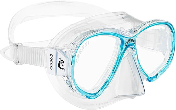 Open Box Cressi Perla Jr Scuba Dive Mask - Clear/Aquamarine - DIPNDIVE