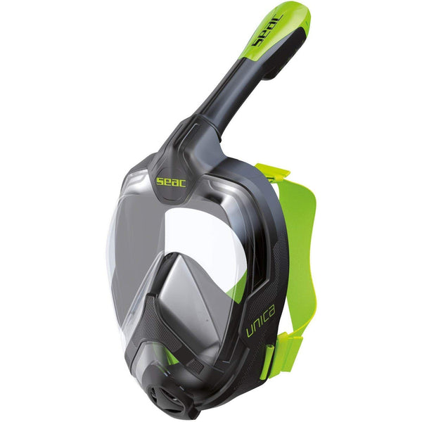 Open Box Seac Unica Full Face 180° GoPro Compatible Snorkel Mask - Lime/Black, Size: Large / X-Large - DIPNDIVE