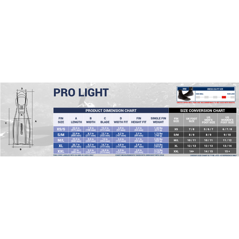 Cressi Pro Light Open Heel Fins - DIPNDIVE