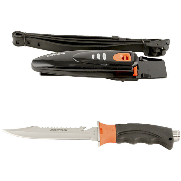 Open Box Cressi Borg Scuba Dive Knife- Pointed Tip - Orange - DIPNDIVE