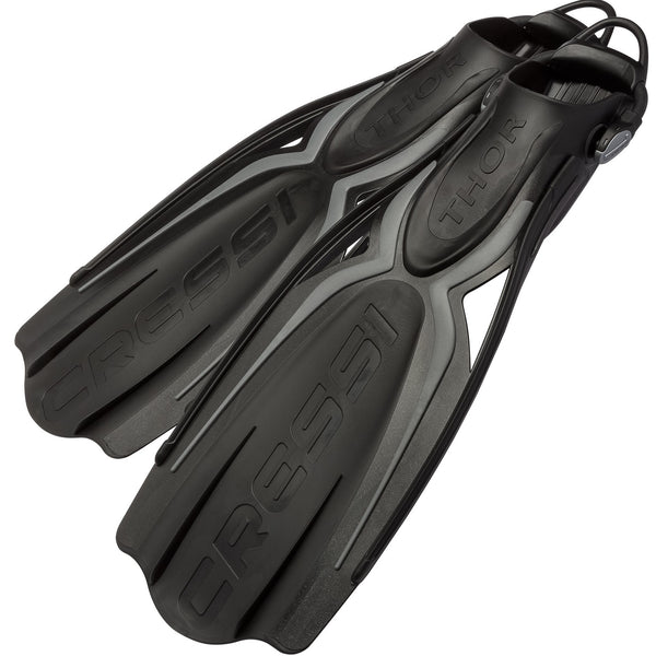 Open Box Cressi Thor EBS Dive Fins - Black / Silver, Size: X-Large / M:11-13 / W:12-14 - DIPNDIVE