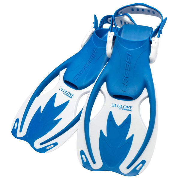 Open Box Cressi Rocks Kid Fins - Blue / White, Size: Large/X-Large - DIPNDIVE