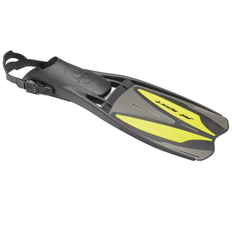 Open Box ScubaPro Jet Sport Fins - Open Heel -Black Yellow - X-Small - DIPNDIVE