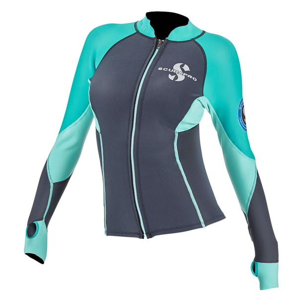 Used ScubaPro Women's 1.5mm Everflex Long Sleeve Rash Guard, Teal, Size: XX-Large - DIPNDIVE