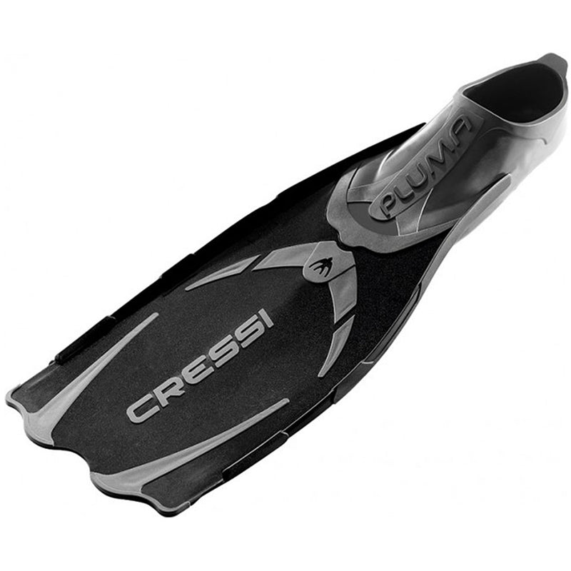 Open Box Cressi Pluma Full Foot Fins-Black / Silver 11-12 Men's 12-13 Women's - DIPNDIVE