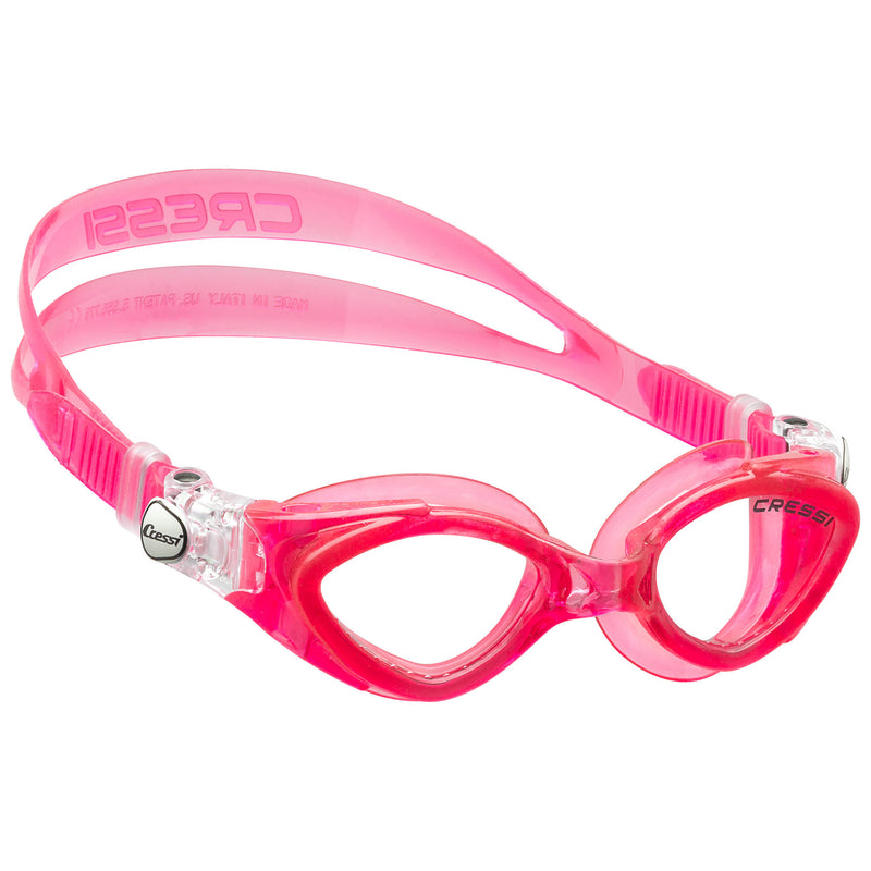 Used Cressi Crab Silicone Swim Goggles, Pink / Pink, Clear Lens - DIPNDIVE