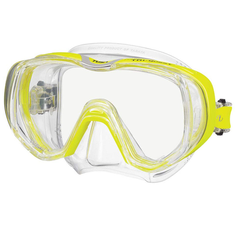 Open Box TUSA M-3001 Freedom Tri-Quest Scuba Diving Mask, Clear/Flash Yellow - DIPNDIVE