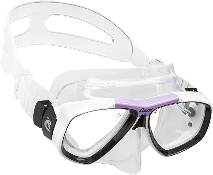 Open Box Cressi Focus Adult Size Scuba Mask - Clear/White/Lilac - DIPNDIVE